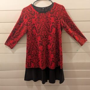 Tiana B. Red and Black Long Sleeve Dress